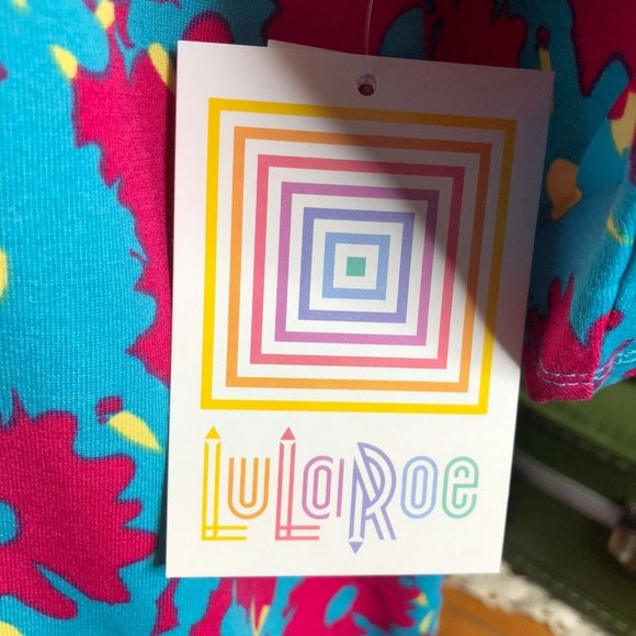 LuLaRoe RETIRED Irma Women's Large Teal & Pink Flowers mid-length sleeves NWT - Picture 6 of 10